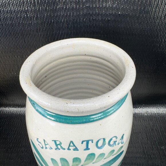 Saratoga NY Stoneware Crock Jar Vase Kitchen Utensil Holder Storage Hand Made - Picture 8 of 10